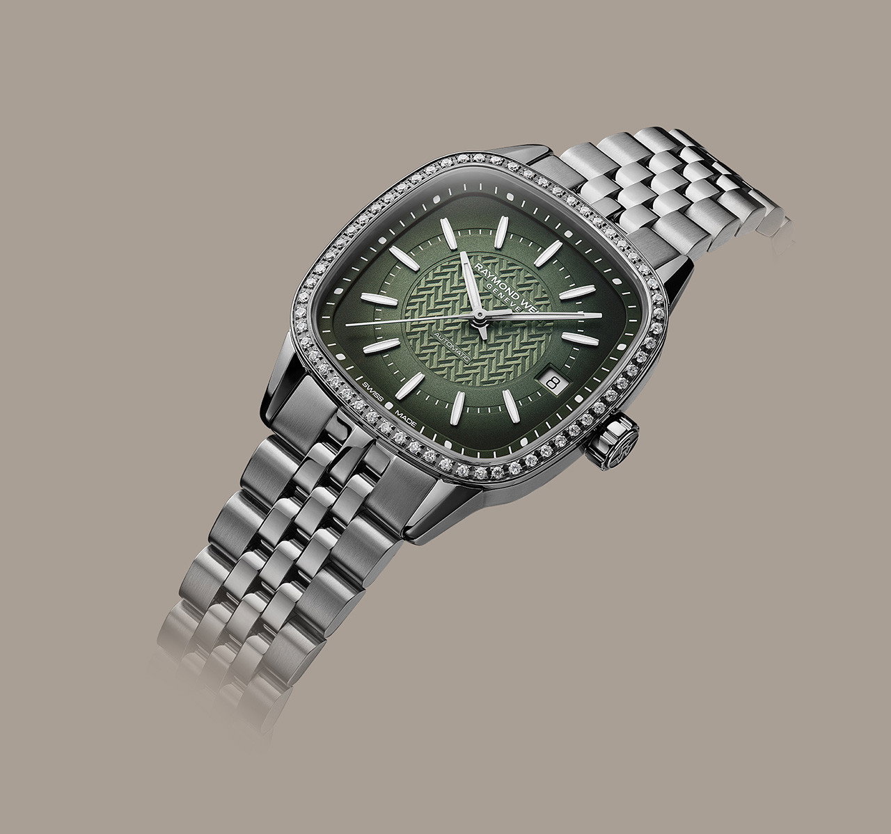 Raymond Weil Freelancer 34 Green Dial Watch | Stainless Steel
