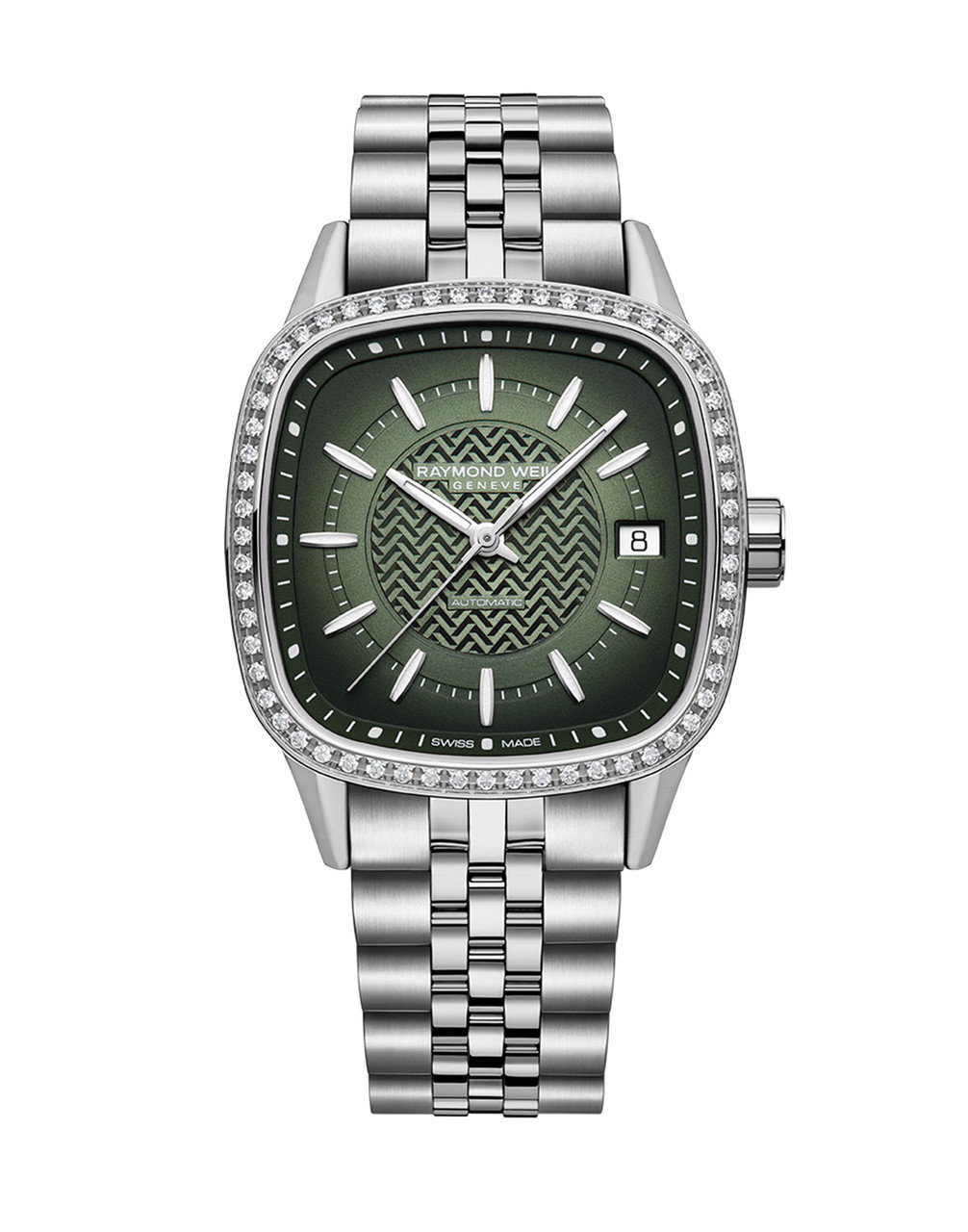 Raymond Weil Freelancer 34 Green Dial Watch | Stainless Steel