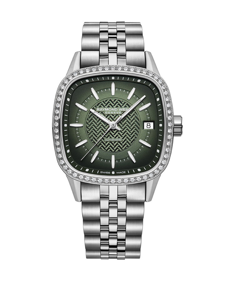Raymond Weil Freelancer 34 Green Dial Watch | Stainless Steel