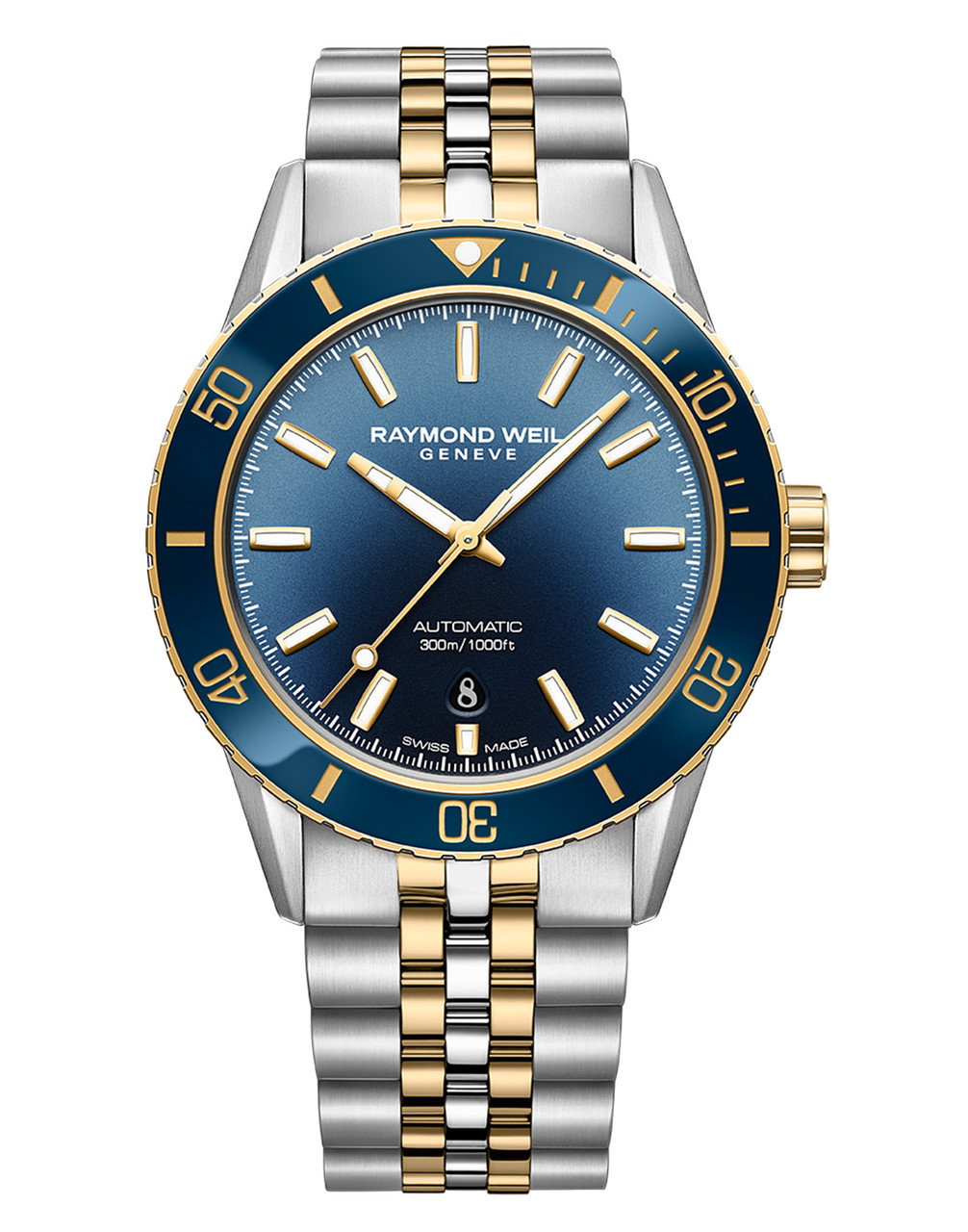 Raymond Weil Freelancer Diver 42 Blue Dial Watch | Stainless Steel & Yellow Gold-PVD