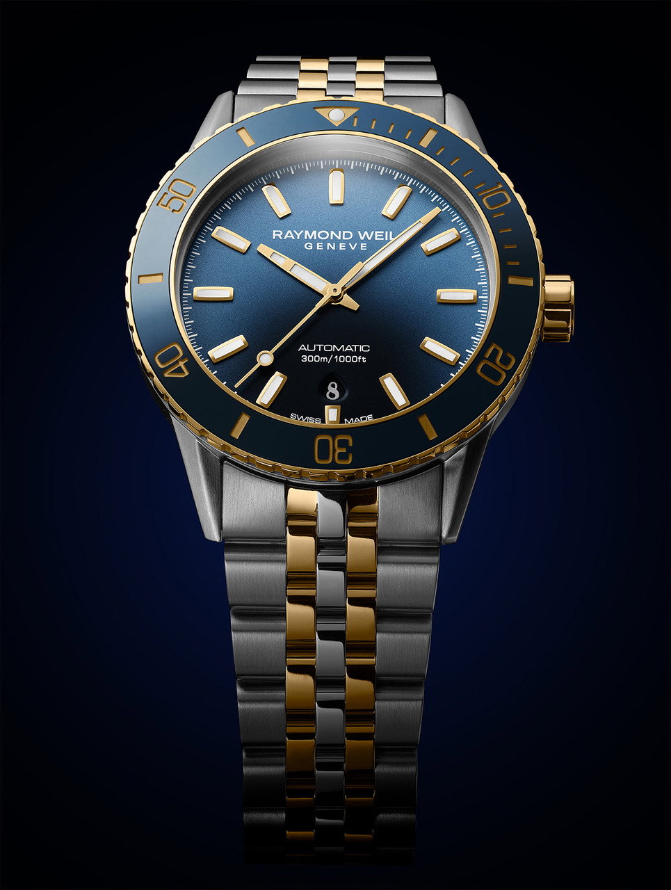 Raymond Weil Freelancer Diver 42 Blue Dial Watch | Stainless Steel & Yellow Gold-PVD 1