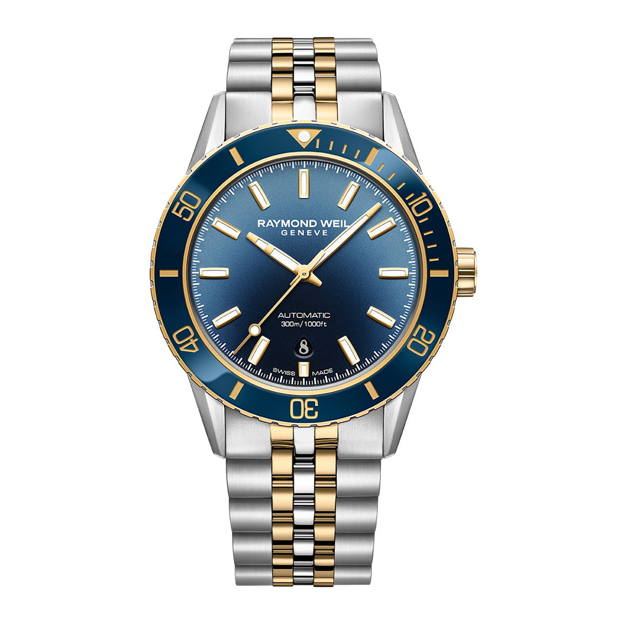 Raymond Weil Freelancer Diver 42 Blue Dial Watch | Stainless Steel & Yellow Gold-PVD 0