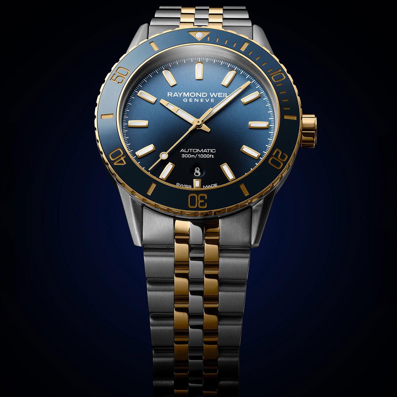Raymond Weil Freelancer Diver 42 Blue Dial Watch | Stainless Steel & Yellow Gold-PVD 1