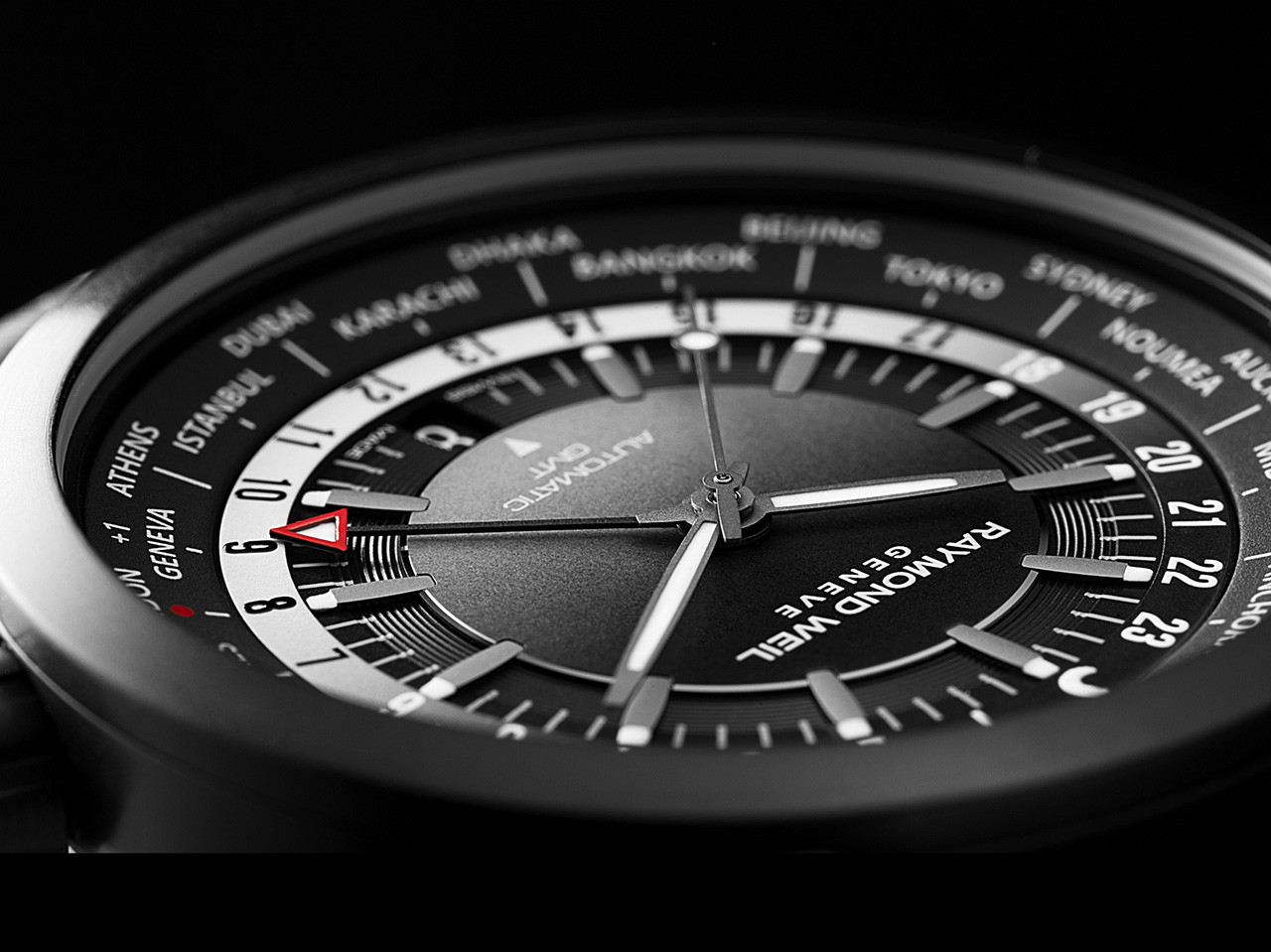 Raymond Weil Freelancer GMT Worldtimer 41 Black Dial Watch | Black DLC