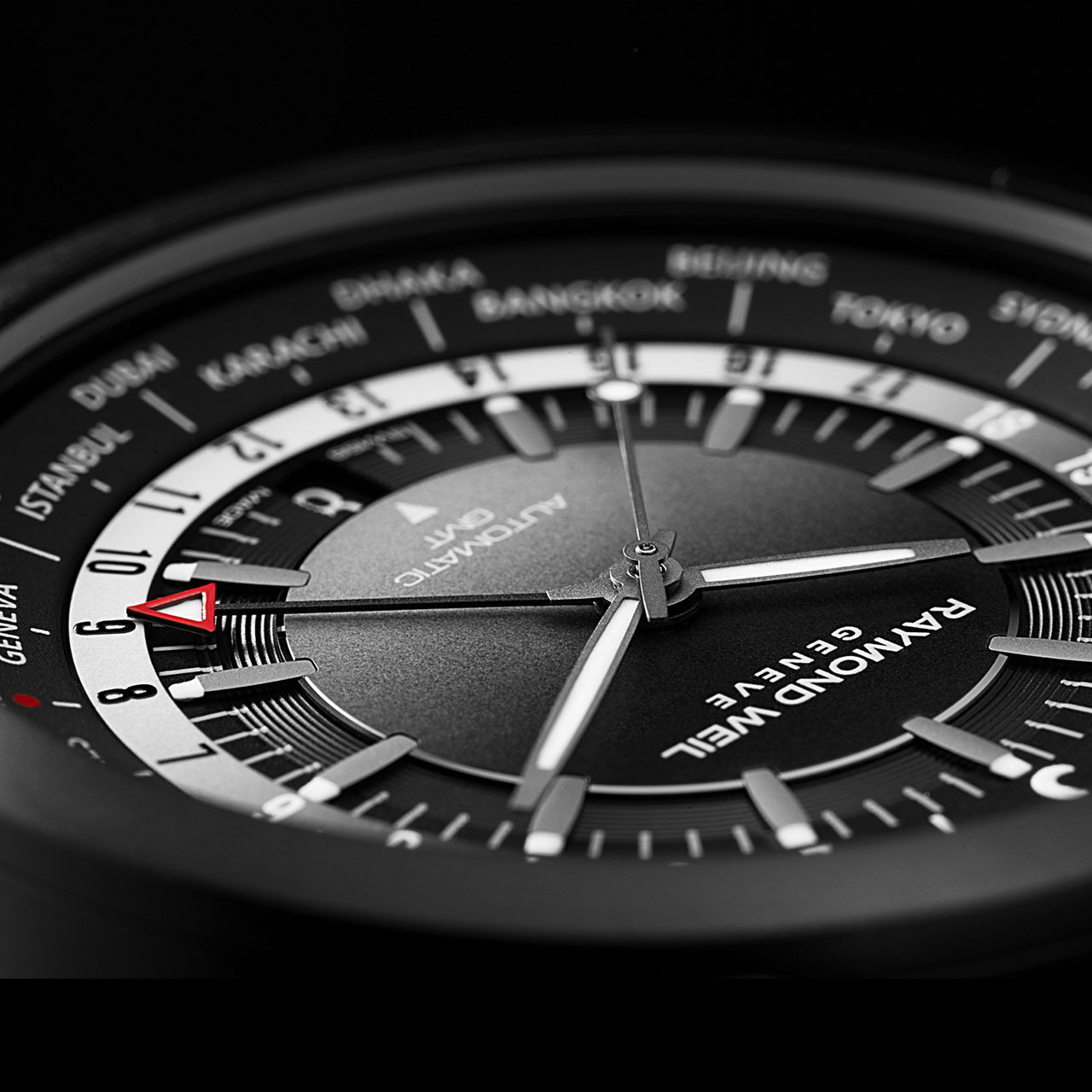 Raymond Weil Freelancer GMT Worldtimer 41 Black Dial Watch | Black DLC