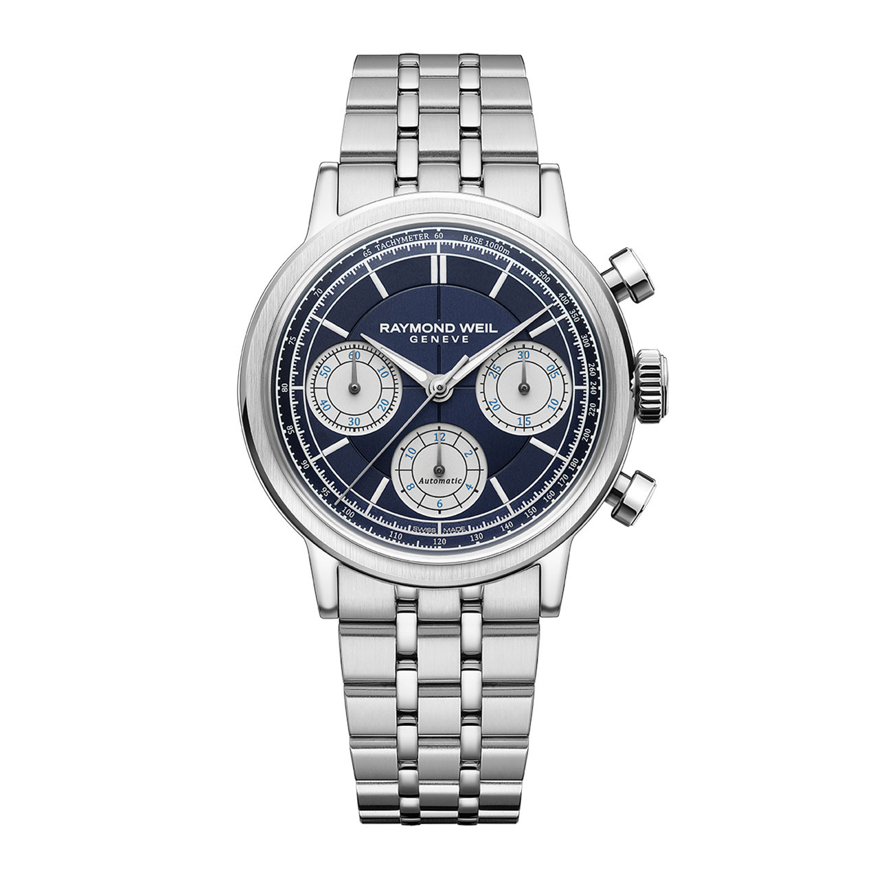 Raymond Weil Millesime Chronograph 39 Blue Dial Watch | Stainless Steel