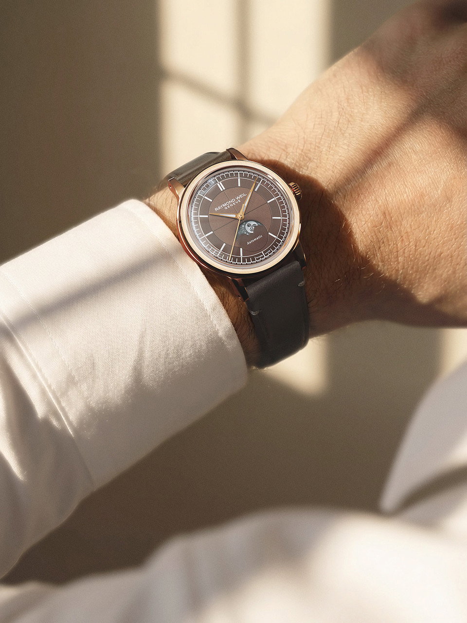 Raymond Weil Millesime Moon Phase 39 Brown Dial Watch | Rose Gold-PVD