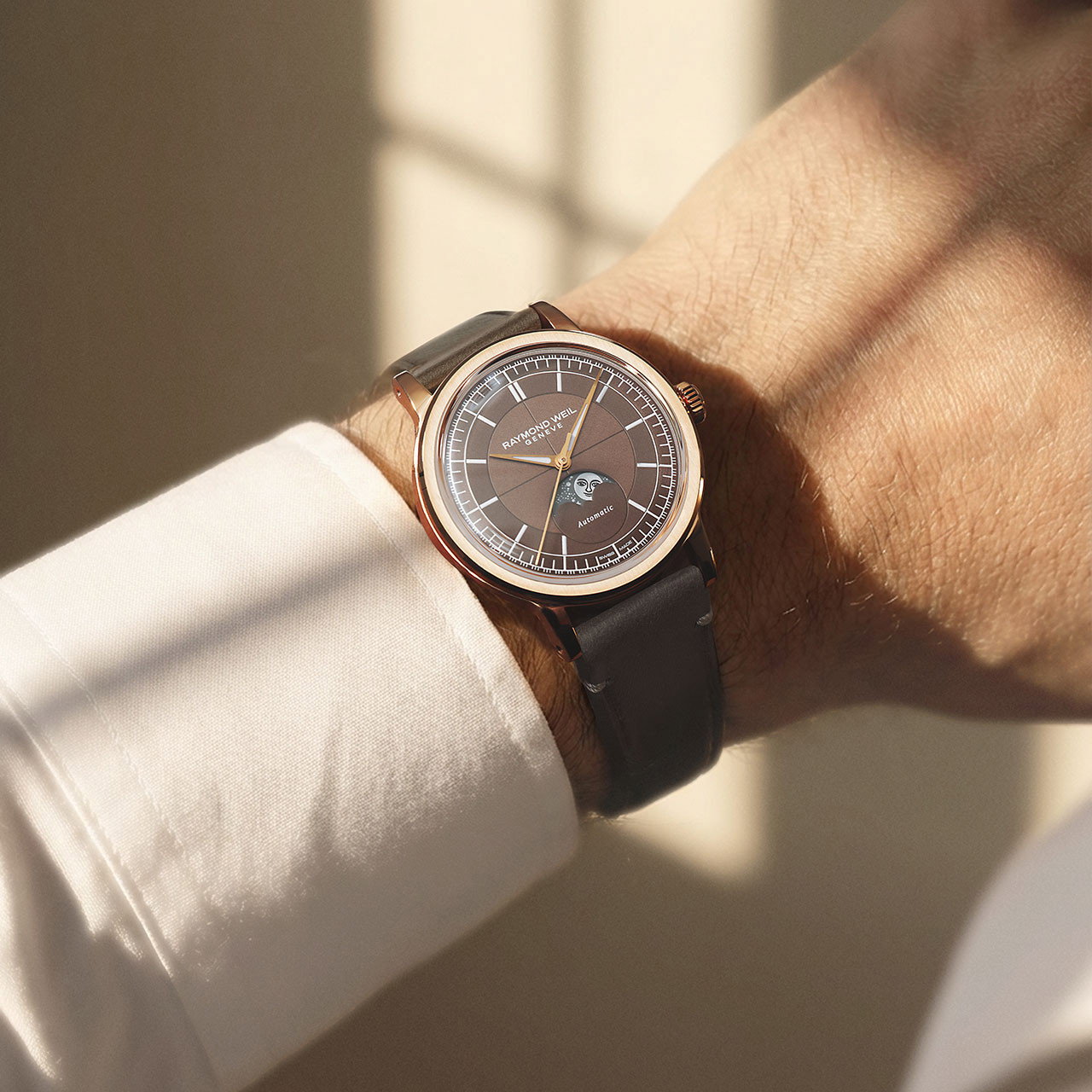 Raymond Weil Millesime Moon Phase 39 Brown Dial Watch | Rose Gold-PVD 2