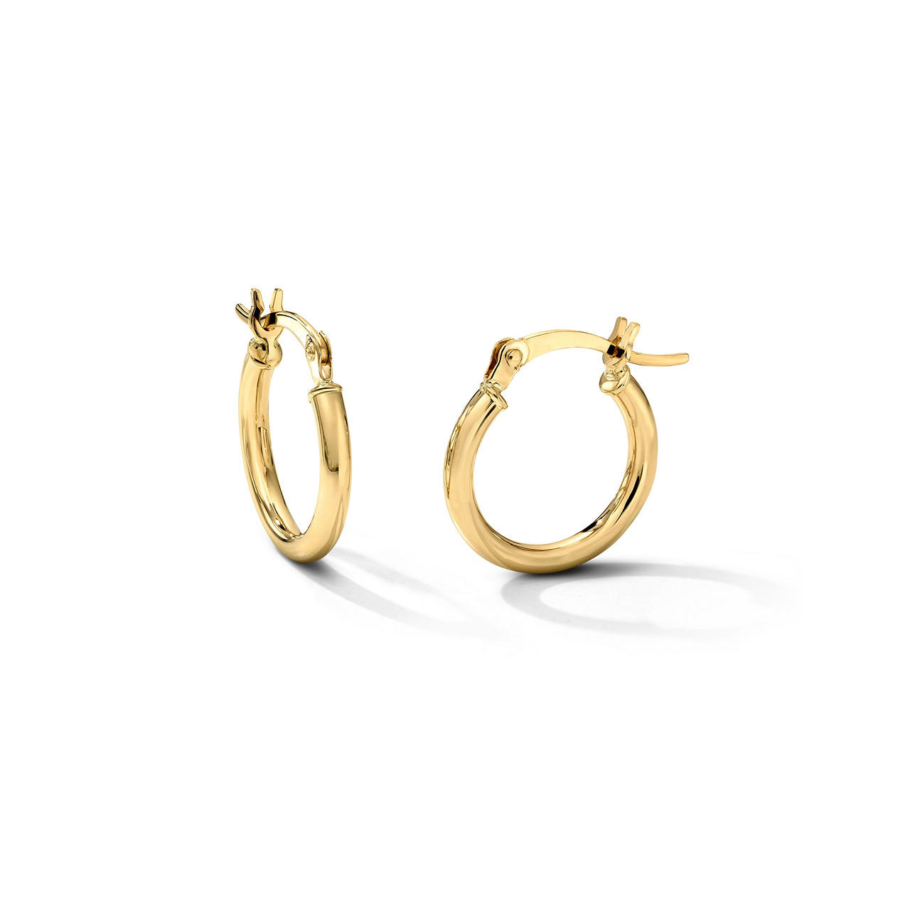 Round Tube Gold Hoop Earrings