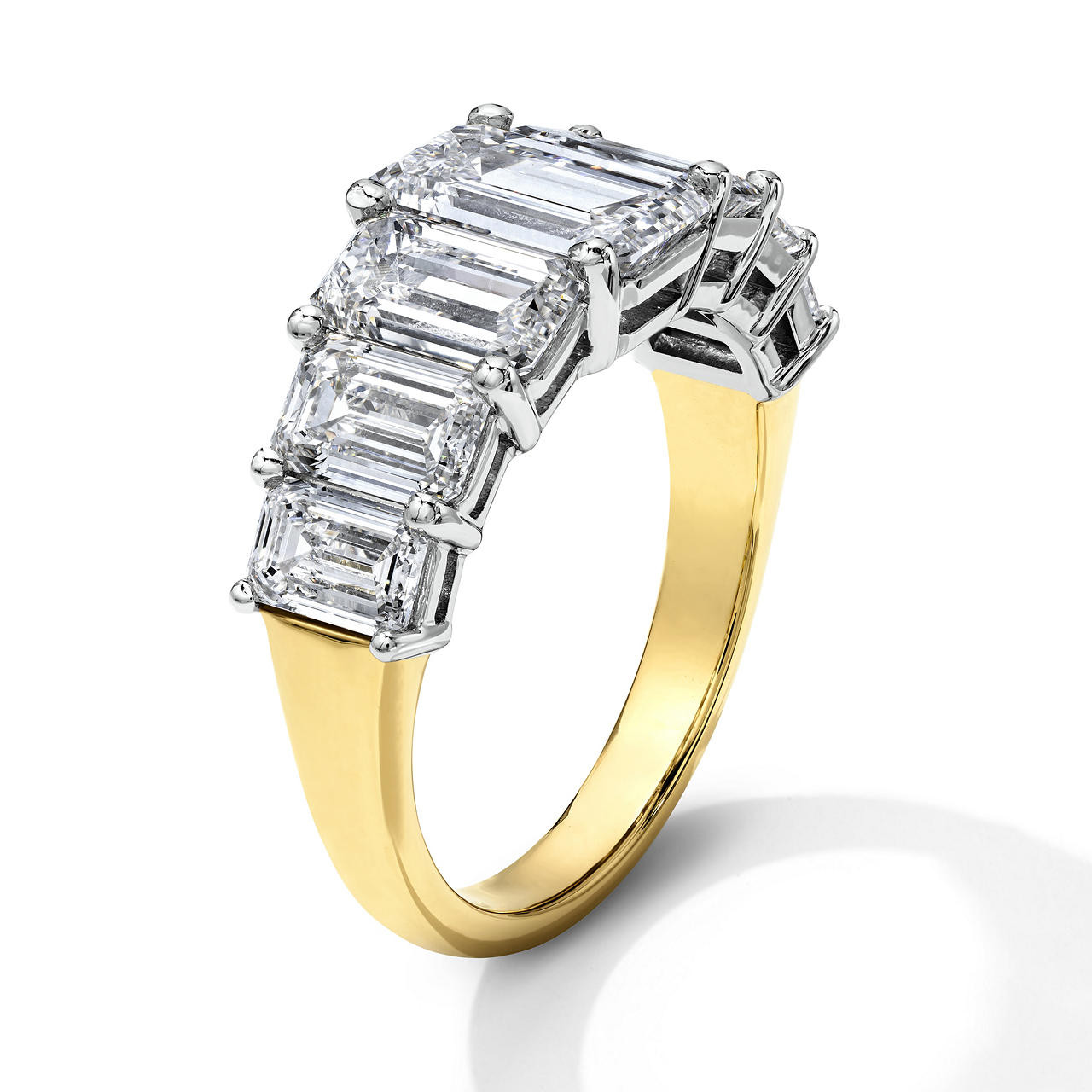 Emerald Cut Graduated Diamond Mixed Metal Band (4.46tw)