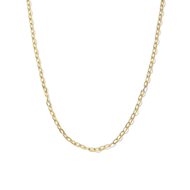 Gold Paperclip Chain Necklace In Solid 14K Yellow Gold