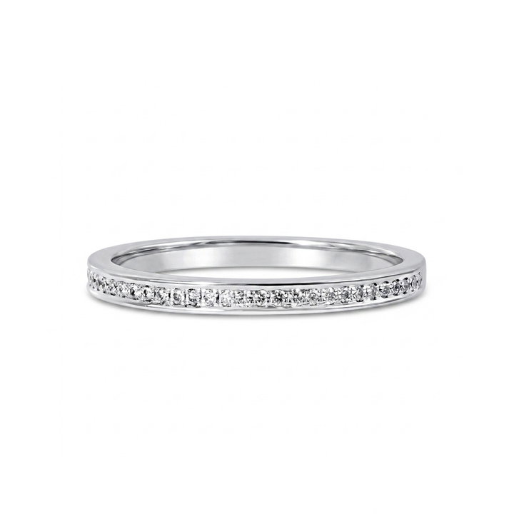 Channel Set Diamond Wedding Band (0.12tw) In Solid 14K White Gold