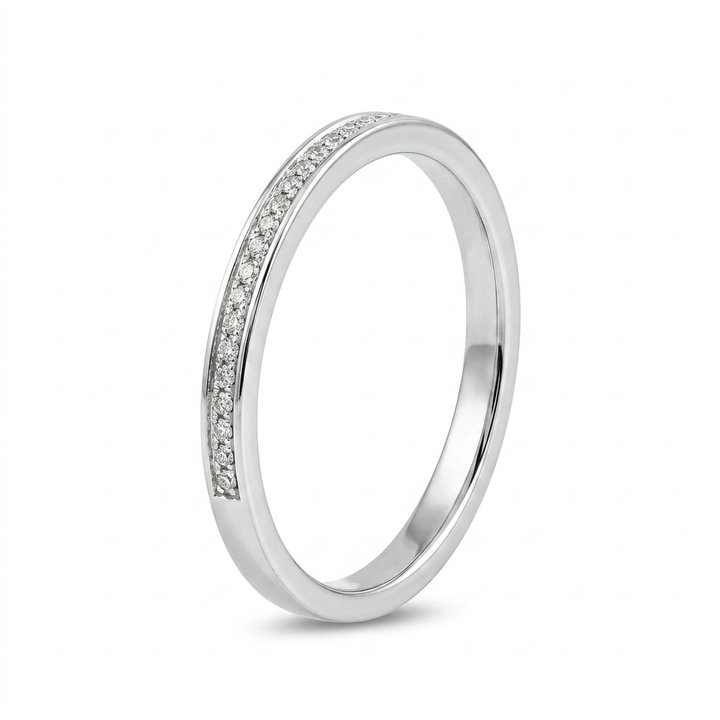Channel Set Diamond Wedding Band (0.12tw) In Solid 14K White Gold