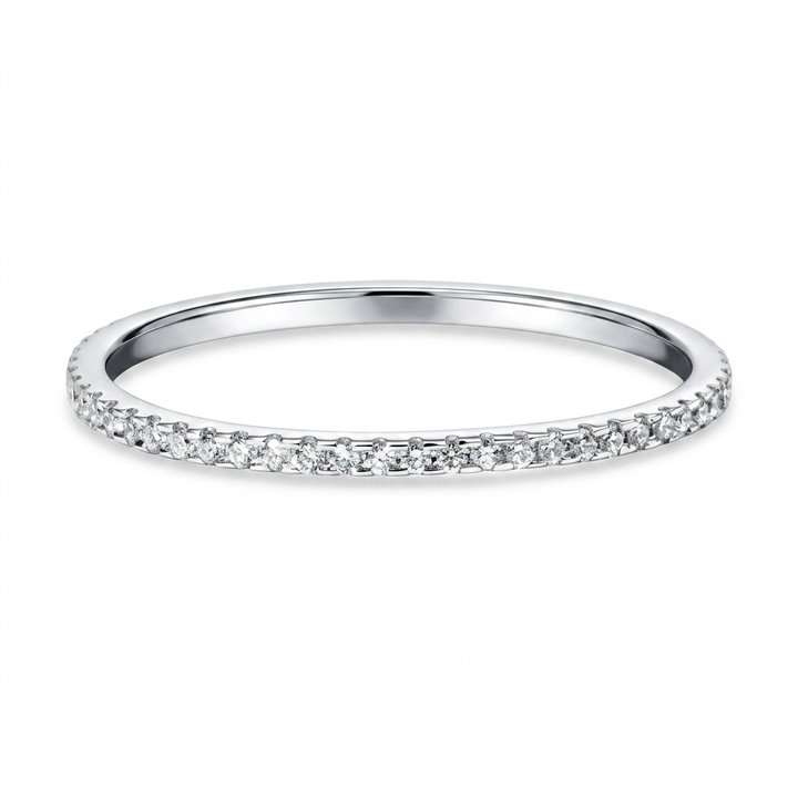 Diamond Eternity Wedding Band (0.16tw) In Solid 14K White Gold