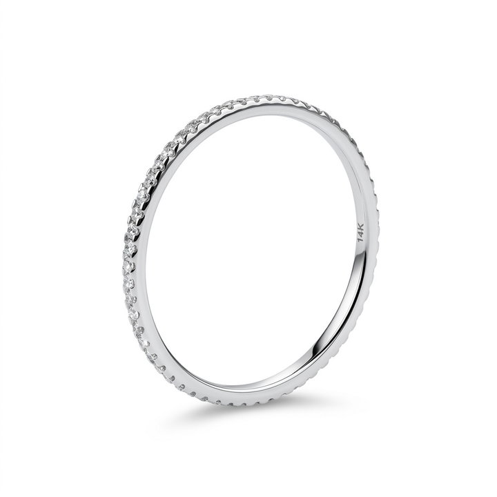 Diamond Eternity Wedding Band (0.16tw) In Solid 14K White Gold
