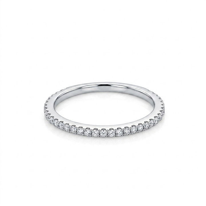 3/4 Way Diamond Wedding Band (0.30tw) In Solid 14K White Gold
