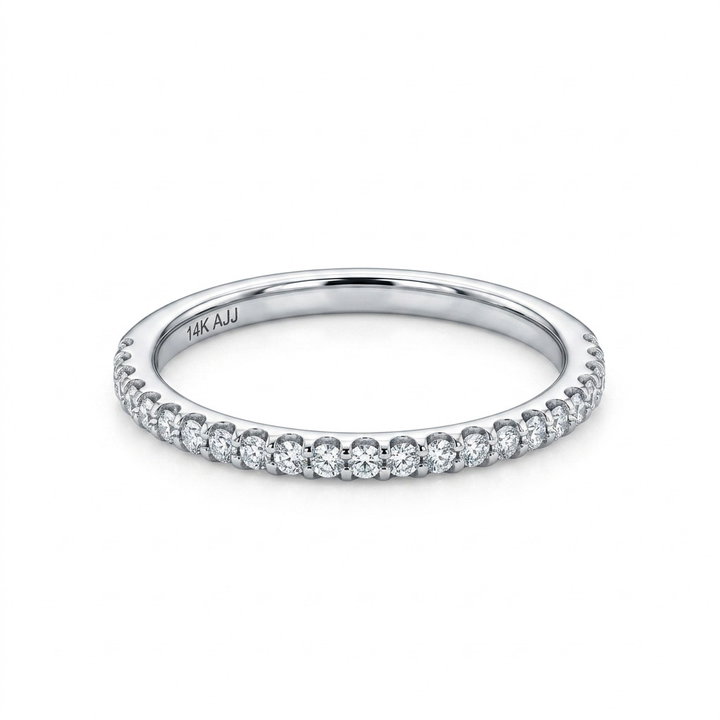 1/2 Way Diamond Wedding Band (0.23tw) In Solid 14K White Gold