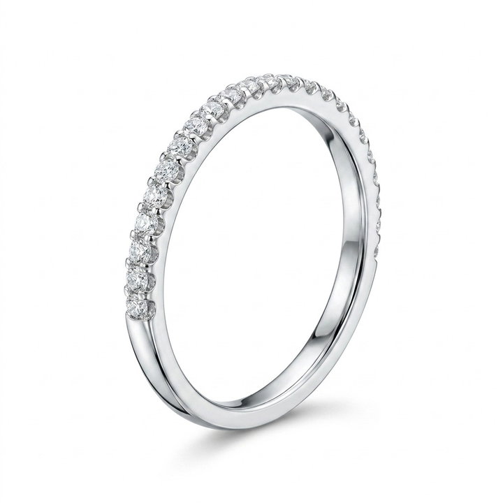 1/2 Way Diamond Wedding Band (0.23tw) In Solid 14K White Gold