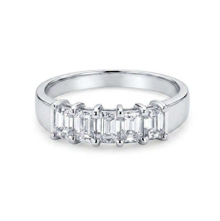 Emerald Cut Diamond Wedding Band (1.04tw) In Solid 14K White Gold