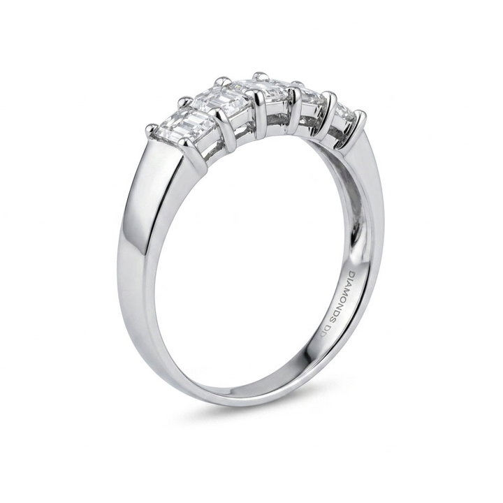 Emerald Cut Diamond Wedding Band (1.04tw) In Solid 14K White Gold