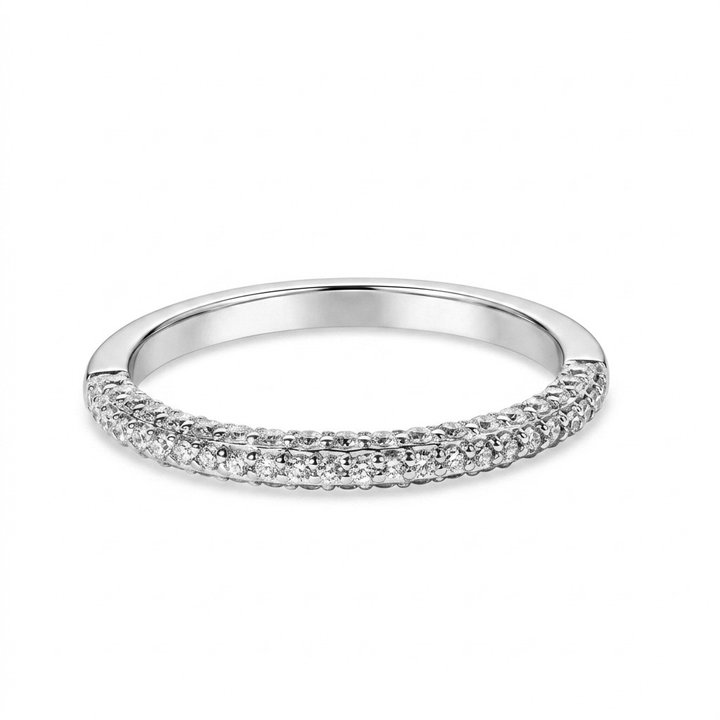 Three Sided Diamond Wedding Band (0.45tw) In Solid 14K White Gold