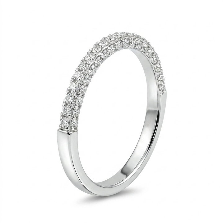 Three Sided Diamond Wedding Band (0.45tw) In Solid 14K White Gold