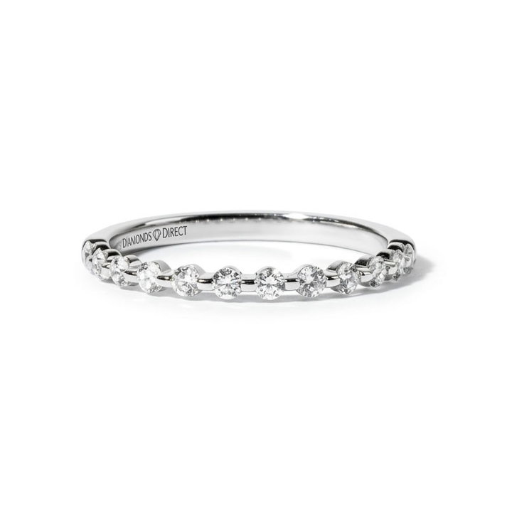 Single Prong Diamond Wedding Band (0.30tw) In Solid 14K White Gold