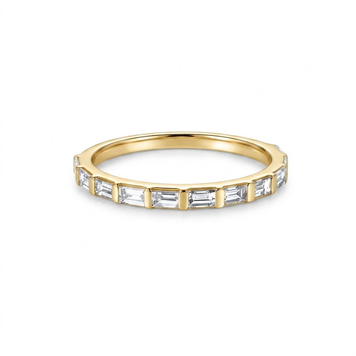 Bar-Set Baguette Diamond Wedding Band (0.37tw) In Solid 14K Yellow Gold