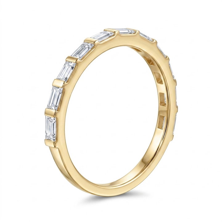 Bar-Set Baguette Diamond Wedding Band (0.37tw) In Solid 14K Yellow Gold