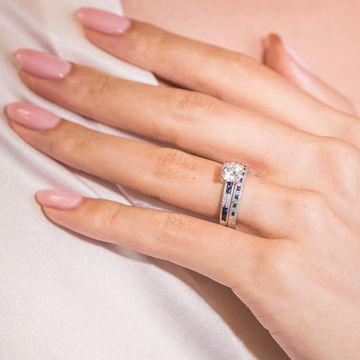 Kirk Kara Charlotte Sapphire and Diamond Engagement Setting In White Gold 14K