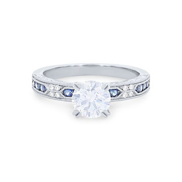 Kirk Kara Charlotte Sapphire and Diamond Engagement Setting In White Gold 14K