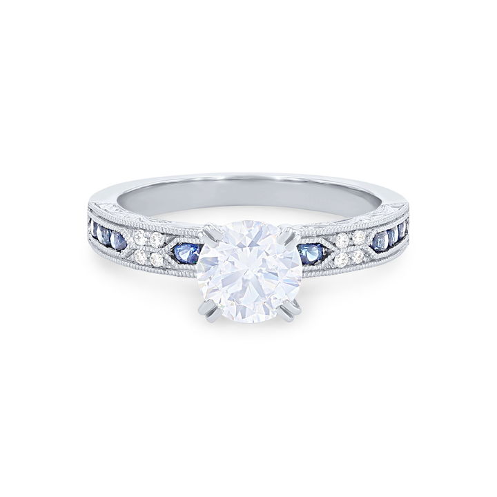 Kirk Kara Charlotte Sapphire and Diamond Engagement Setting In White Gold 14K