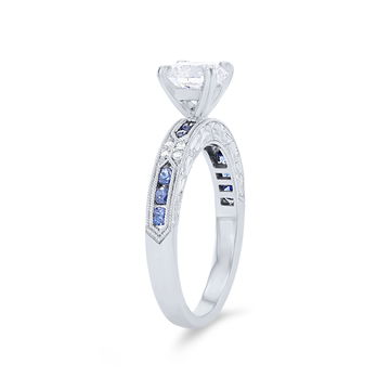 Kirk Kara Charlotte Sapphire and Diamond Engagement Setting In White Gold 14K