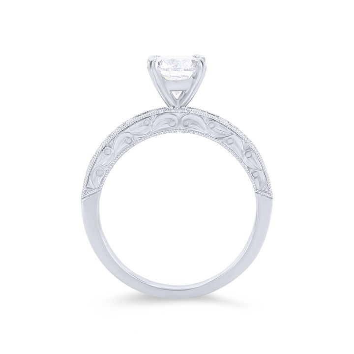 Kirk Kara Charlotte Sapphire and Diamond Engagement Setting In White Gold 14K