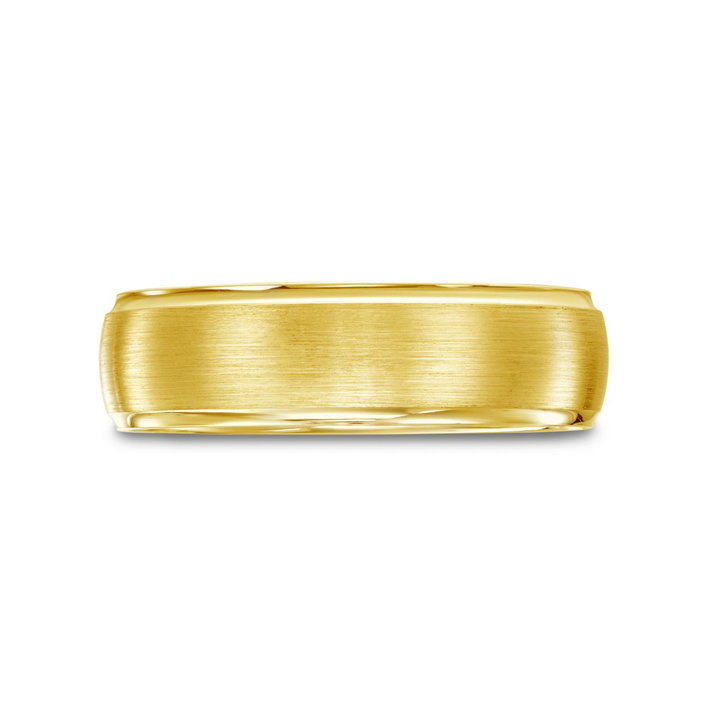 Matte Polished Edge 6.5mm Wedding Band In Yellow Gold 14K