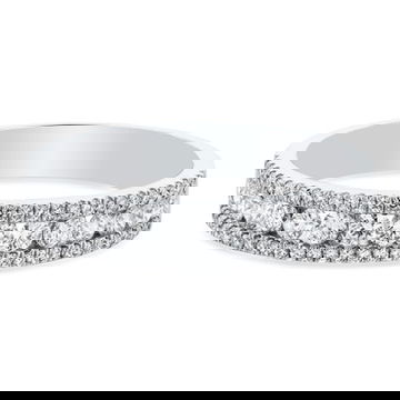 Three Row Diamond Border Wedding Band