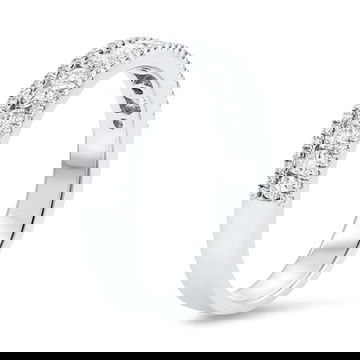 Three Row Diamond Border Wedding Band
