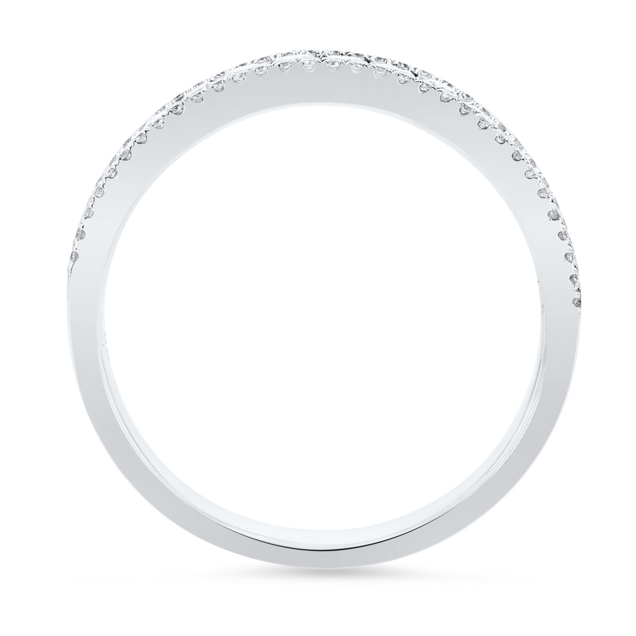 Three Row Diamond Border Wedding Band
