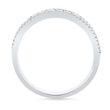 Three Row Diamond Border Wedding Band In White Gold 14K