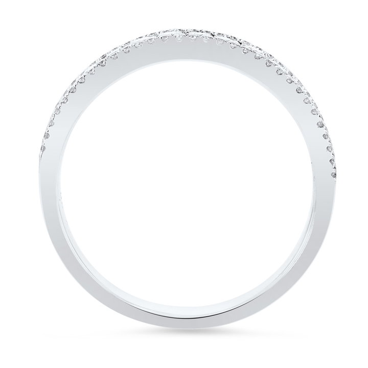 Three Row Diamond Border Wedding Band In White Gold 14K