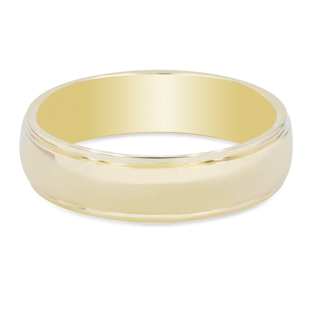 Polished Drop Edge 6mm Wedding Band 0