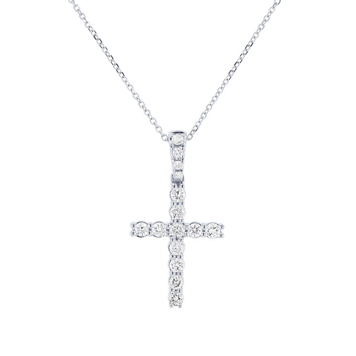 Diamond Cross Necklace In White Gold 14K