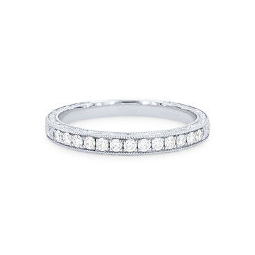 Kirk Kara Stella Engraved Diamond Wedding Band In White Gold 14K