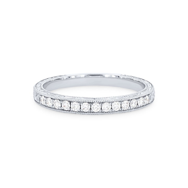 Kirk Kara Stella Engraved Diamond Wedding Band In White Gold 14K
