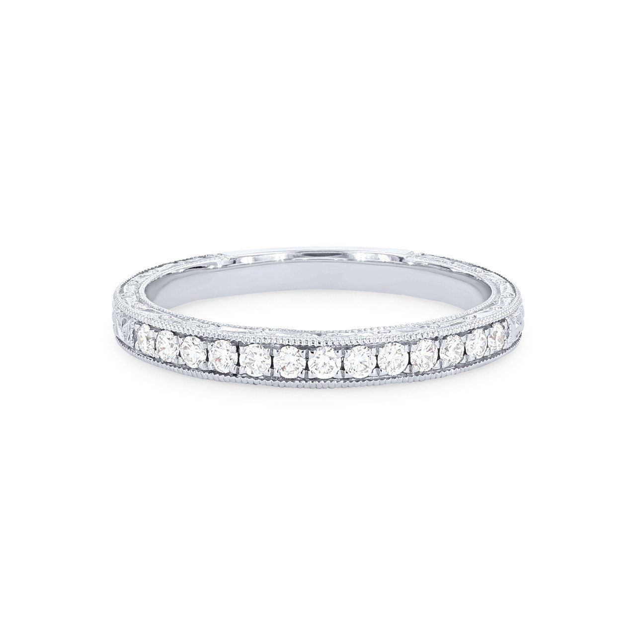 Kirk Kara Stella Engraved Diamond Wedding Band 0