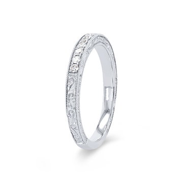 Kirk Kara Stella Engraved Diamond Wedding Band In White Gold 14K