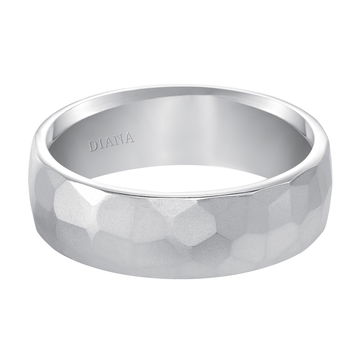 Hammered Matte Wedding Band In White Gold 14K