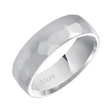 Hammered Matte Wedding Band In White Gold 14K