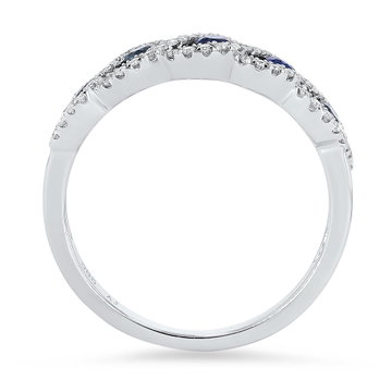 Blue Sapphire and Diamond Twist Ring In White Gold 14K