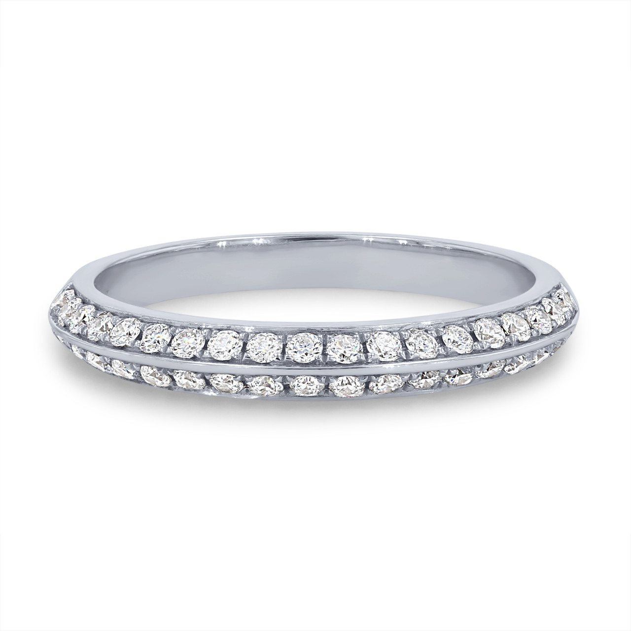 Two Row Knife Edge Diamond Wedding Band